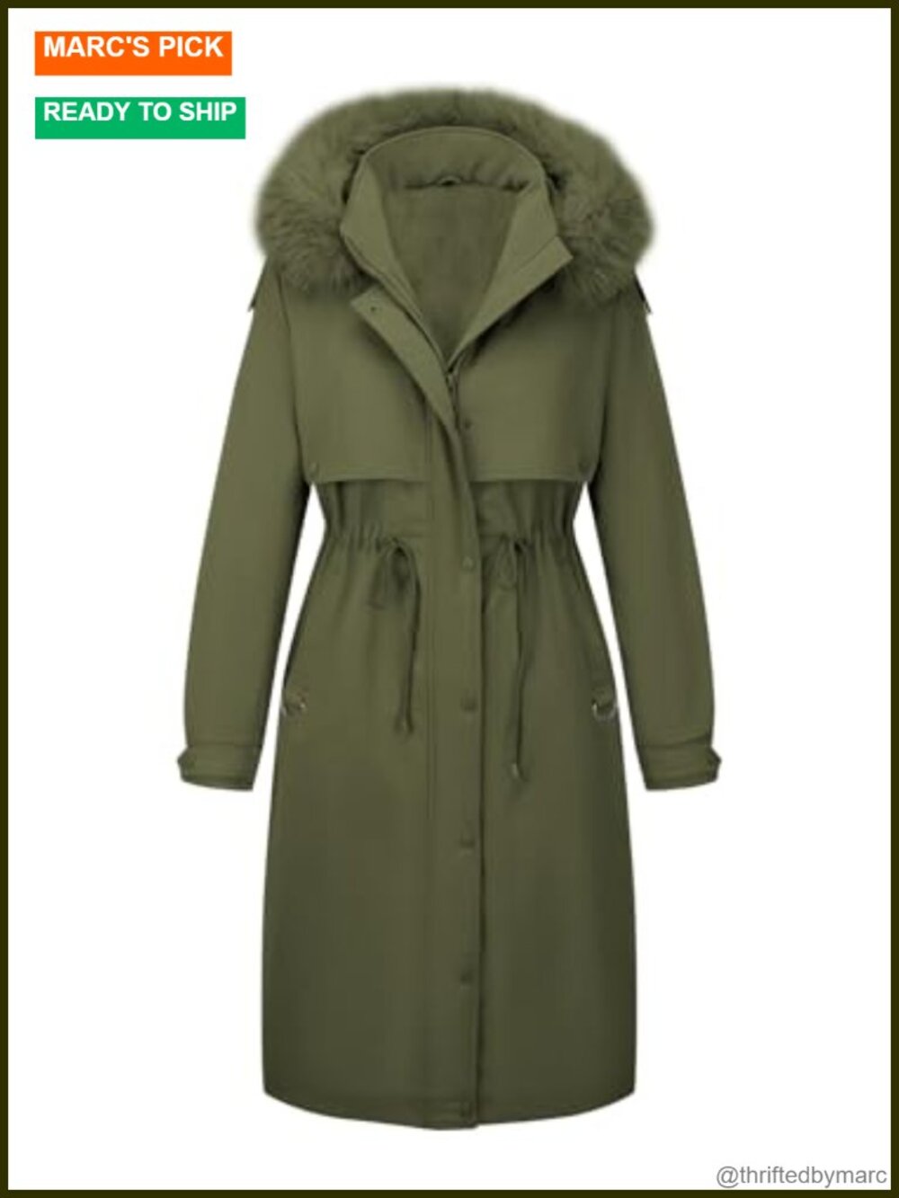 Women's Winter Long Insulated Parka Faux Fur Hood Warm Coat